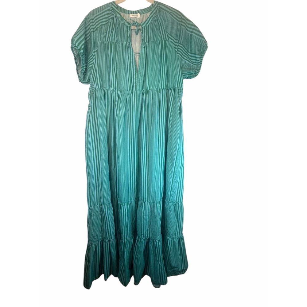 Mersea Blue and Green Striped Dress - Size L/XL - Picture 2 of 12